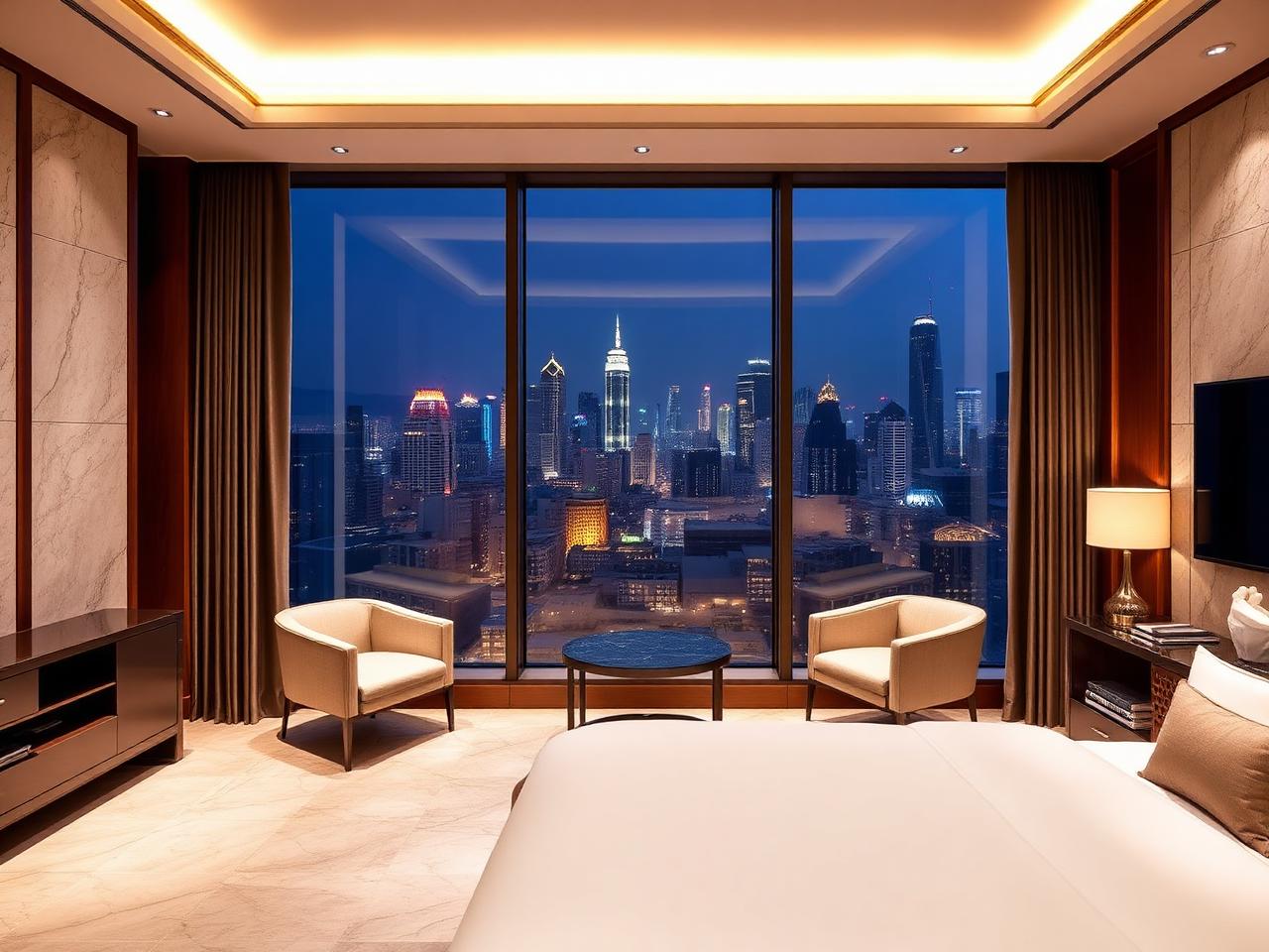 Premium hotel suite with Chongqing skyline view